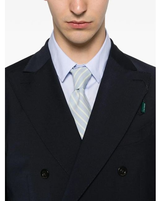 Boglioli Blue Double-Breasted Peak-Lapels Suit for men