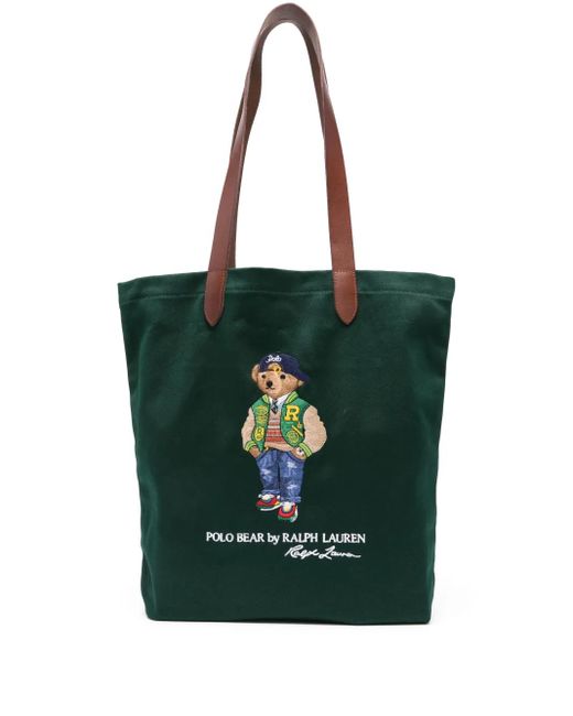 Bolso shopper con bordado Polo Bear Polo Ralph Lauren de hombre de color Green