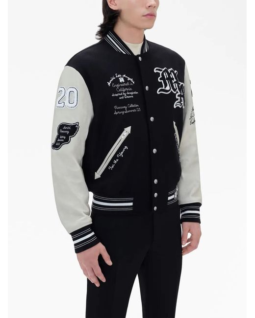 Amiri Black Logo Patch Varsity Bomber Jacket for men