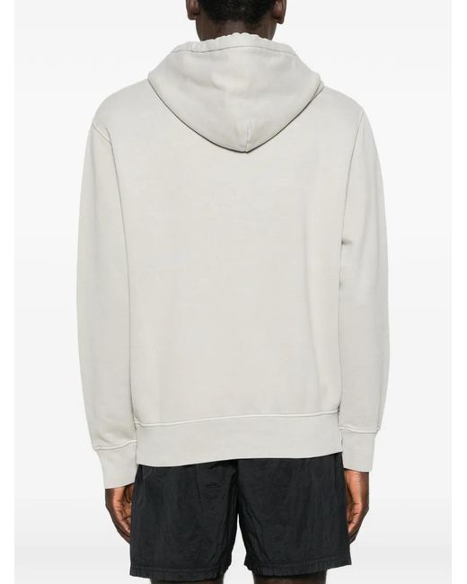 C P Company White Kangaroo-Pocket Hoodie for men