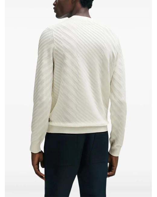 Boss Pullover mit diagonalem Muster in White für Herren
