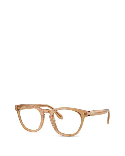 Giorgio Armani Metallic Tortoiseshell-Effect Round-Frame Glasses for men