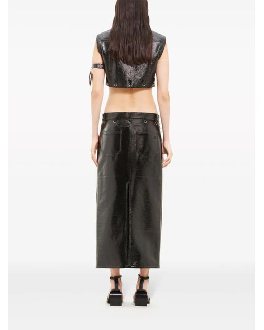 Courreges Black Multiflex Patent-Finish Midi Skirt