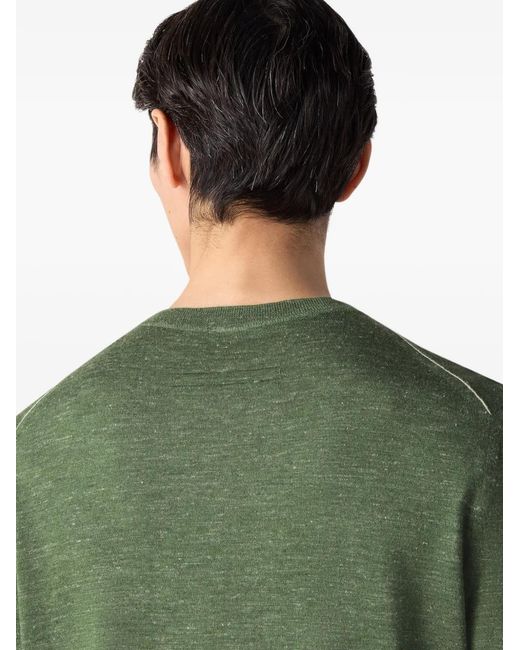 Zegna Green Mélangé Crewneck Sweater for men