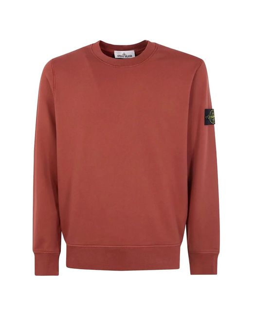 Stone Island Red Round Neck Sweatshirt for men
