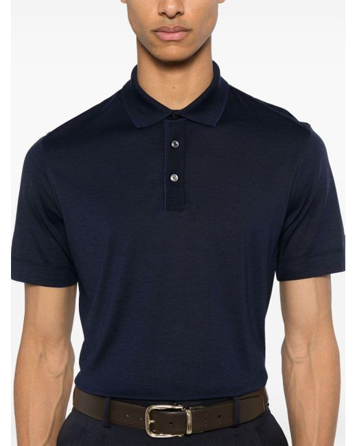 Boss Blue Fine-knit Polo Shirt for men