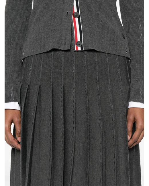 Thom Browne Gray Pleated Pointelle Midi Skirt