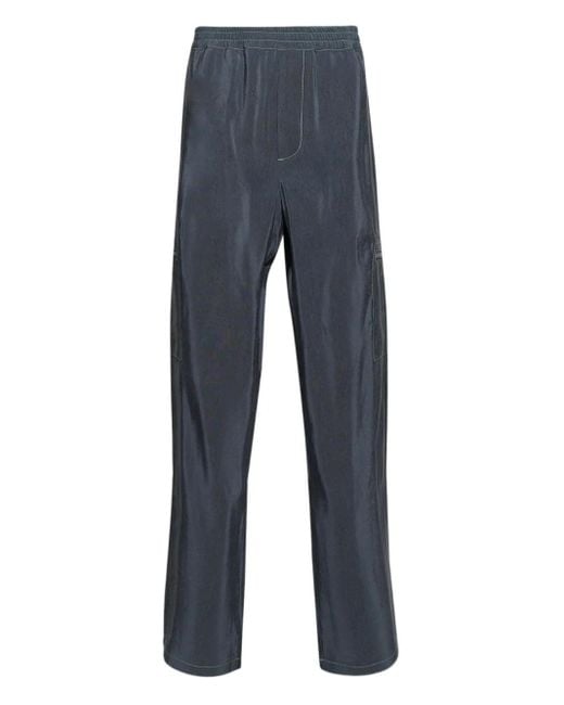 Casella Meyer Blue Silk Trousers for men