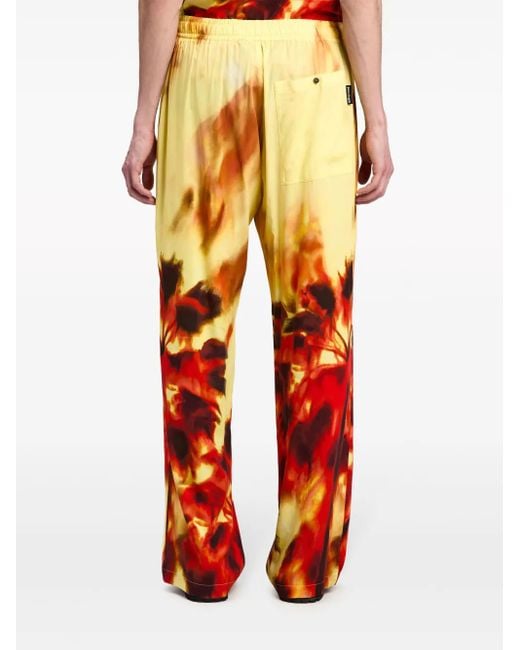 Palm Angels Red Abstract-Print Track Pants for men
