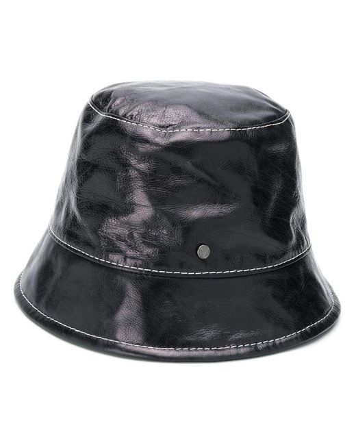 Maison Michel Black Souna Soft Leather Bucket Hat