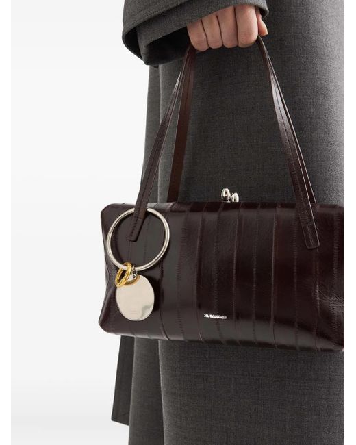 Jil Sander White Two-Tone Circular Keyring