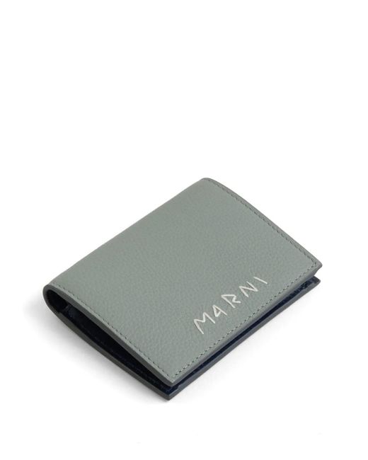 Marni White Logo-Embroidered Leather Wallet for men