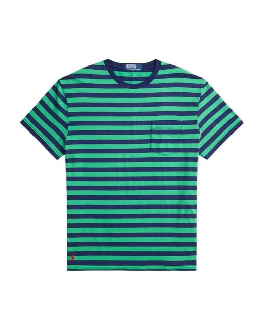 Polo Ralph Lauren Green Striped Patch-Pocket T-Shirt for men