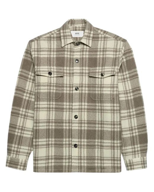 Giacca-Camicia Tartan di AMI in Gray