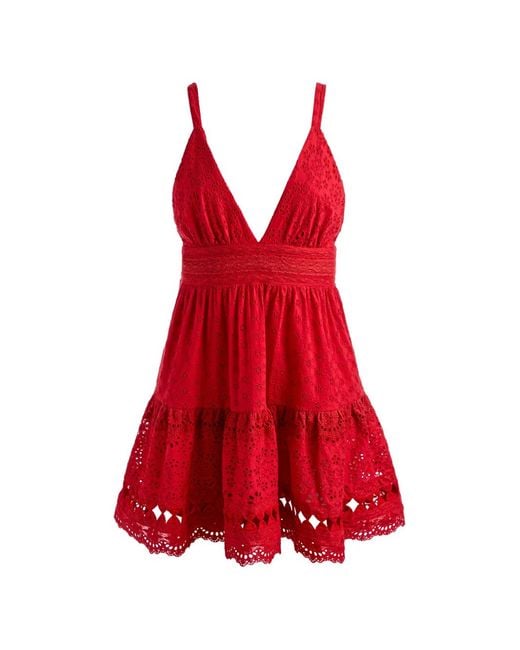 Alice + Olivia Broderie-Anglaise Tiered Dress