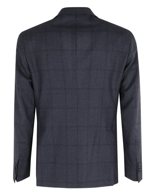 Tagliatore Blue Check-Pattern Single-Breasted Suit for men