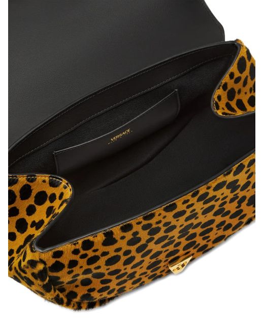 Versace Metallic Cheetah Virtus Calf Leather Shoulder Bag