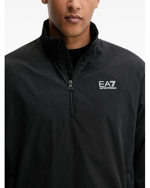 EA7 Black Logo-Print Jacket for men