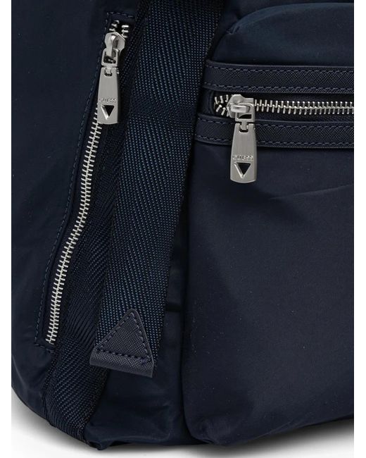 Guess Blue Berlin Logo-Patch Buckle-Fastening Backpack for men