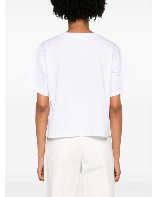Liu Jo White Stud-embellished Cotton T-shirt