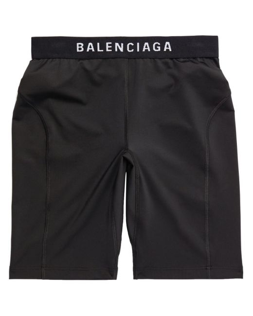 Short à taille logo Balenciaga en coloris Black