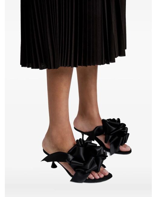 Proenza Schouler Black 60Mm Rose-Embellishment Heeled Sandals
