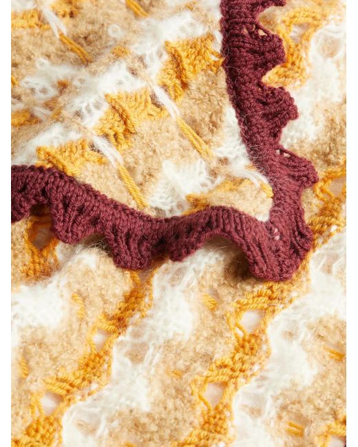 LaDoubleJ White Triangle-Shape Crochet Scarf
