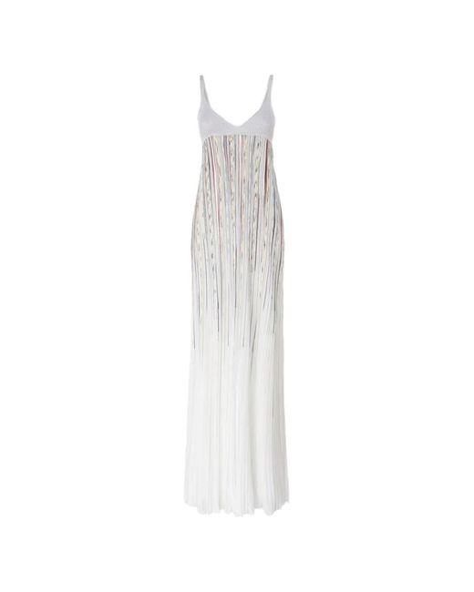 Missoni White Sleeveless Flame-Effect Lamé Gown