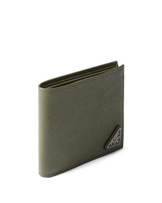 Prada Green Saffiano Leather Bi-Fold Wallet for men