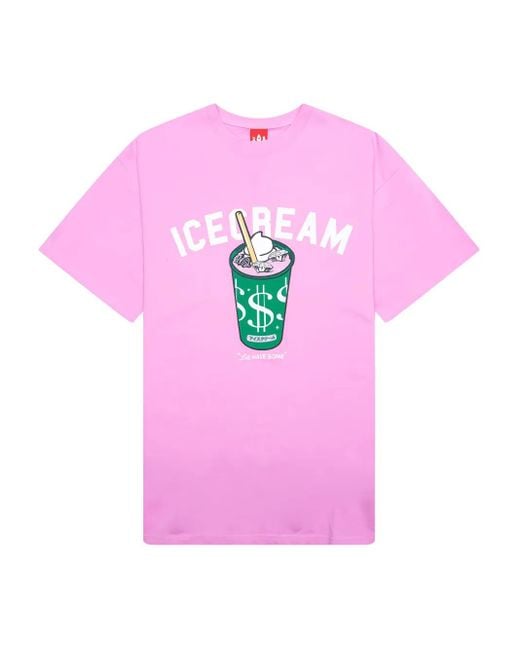 メンズ ICECREAM プリント Tシャツ Pink