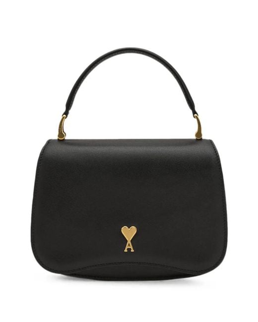 AMI Black Cowhide Leather Paris Paris Top-Handle Bag