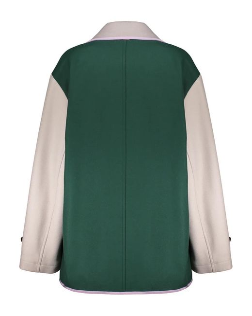 Herno Green Double-Breasted Wide-Collar Jacket
