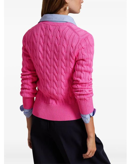 Polo Ralph Lauren Pink Cable-Knit Cotton Cardigan