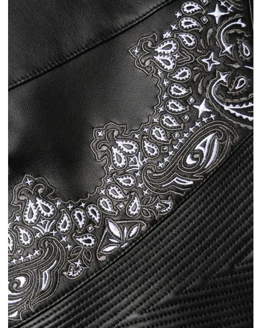 Philipp Plein Black Bandana-Panelling Skinny Leather Trousers