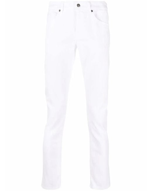 Dondup White Cropped Slim-Cut Jeans for men