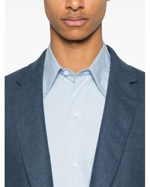 Fursac Blue Cotton Shirt for men