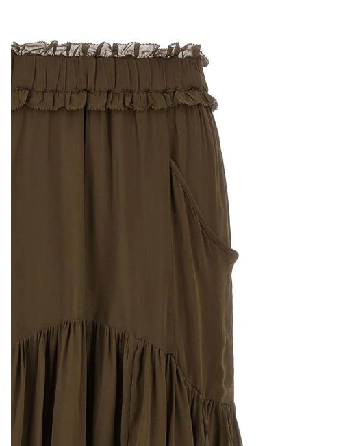 Isabel Marant Green Besma Ruffled Maxi Skirt