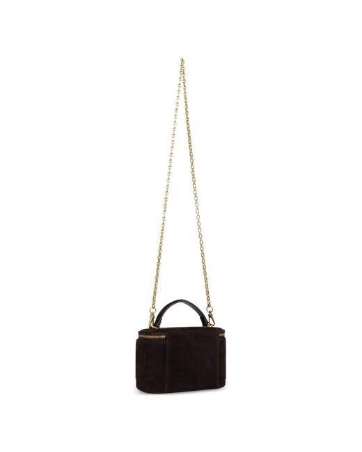 POTAMY Black Zip Handle Suede Mini Bag