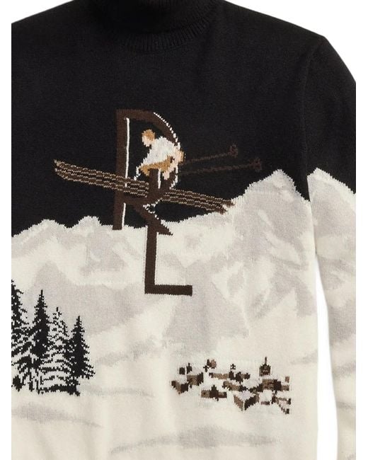 Ralph Lauren Black Roll-Neck Intarsia Sweater for men