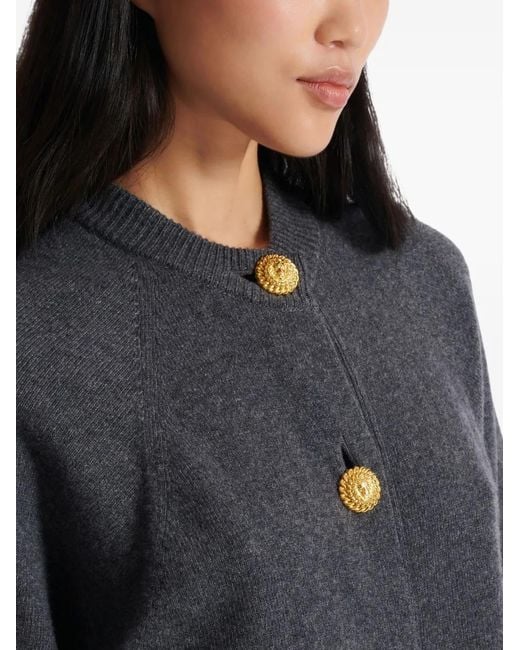 Balmain Blue Buttoned Eco-Cashemere Cardigan