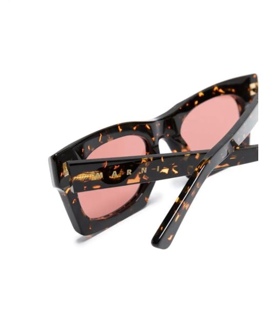 Marni Pink Tortoiseshell-Effect Square-Frame Sunglasses