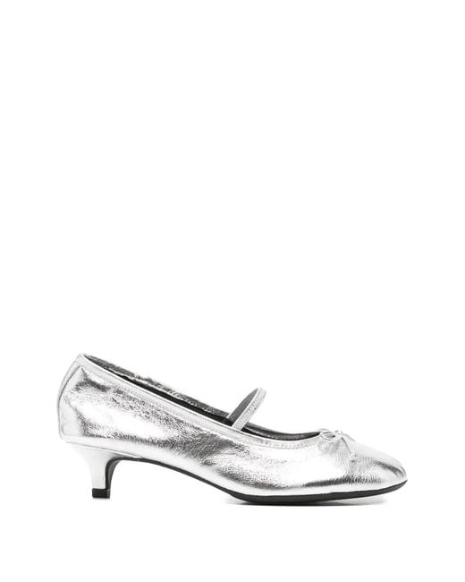 Ash White Elodie Bis Bow-Detail Pumps