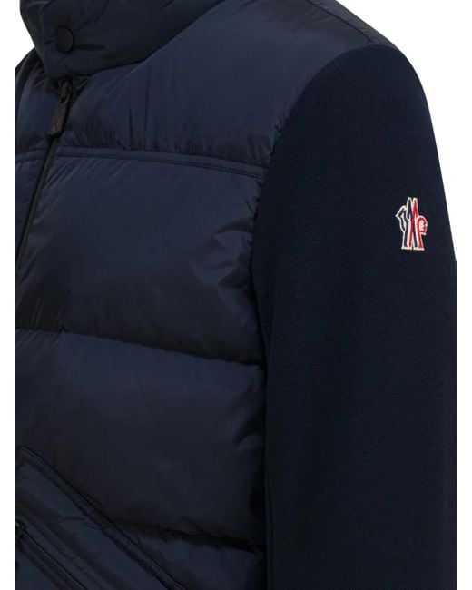 Moncler Blue Knitted-Sleeve Padded Jacket for men
