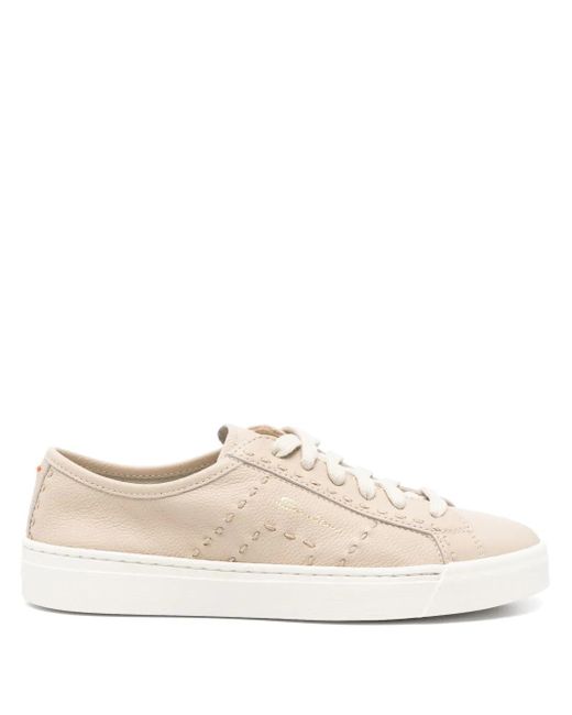 Santoni White Leather Sneakers