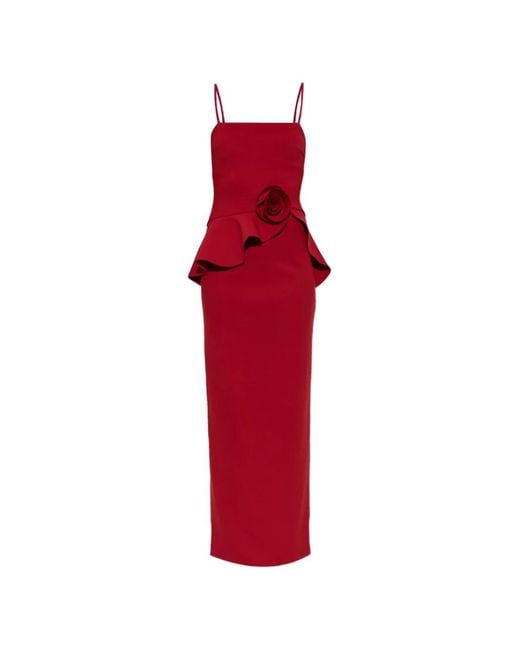 ROTATE BIRGER CHRISTENSEN Red Long Flower Strapless Maxi Dress
