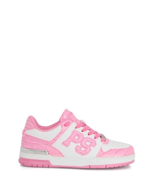 Philipp Plein Pink Cocco Low-Top Sneakers