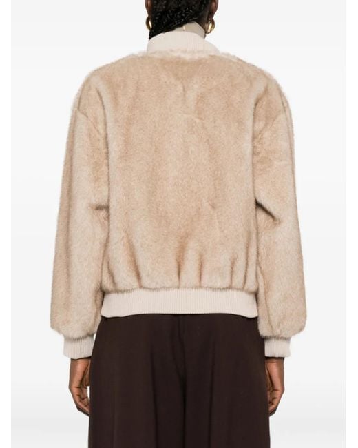 P.A.R.O.S.H. Natural Faux-Fur Bomber Jacket
