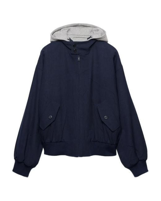 Prada Blue Front-Pocket Hooded Jacket for men