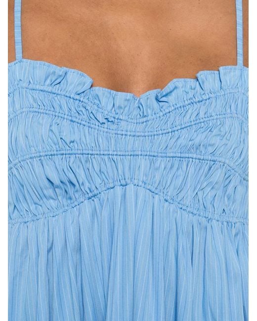 Faithfull The Brand Blue Presa Ruched-Detail Maxi Dress