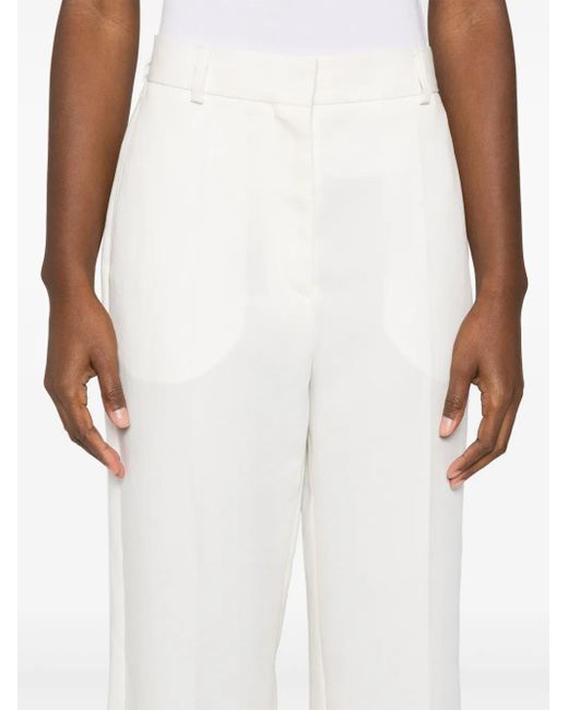 Totême White Straight-Leg Cropped Trousers